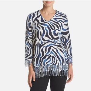 { Alfred Dunner} Navy white zebra print top